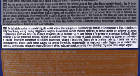 DOLINA NOTECI Superfood Sterilised Cat Kachna - sušené krmivo pro kočky - 1 kg - Fotogalerie 3