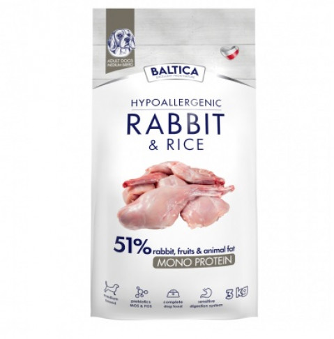 BALTICA Nutraceutic Hypoallergenic M Rabbit with rice - suché krmivo pro psy - 3kg - Fotogalerie 1