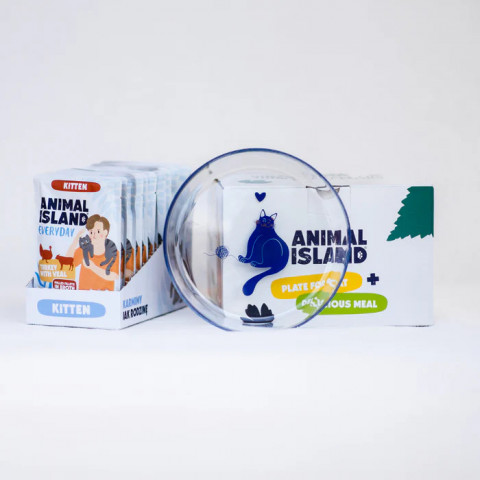 ANIMAL ISLAND Everyday Kitten Turkey and veal in broth Box - mokré krmivo pro kočky - 12x85g + talířek zdarma - Fotogalerie 3