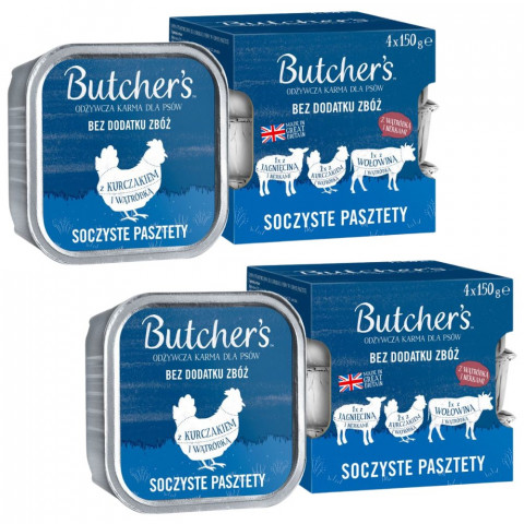 BUTCHER'S Original mix chutí šťavnaté paštiky s játry nebo ledvinkami - mokré krmivo pro psy - 8x150g (2x(4x150g)) - Fotogalerie 1