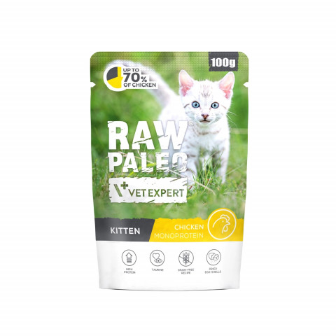 VETEXPERT Raw Paleo Kitten Chicken - mokré krmivo pro kočky - 100g - Fotogalerie 1