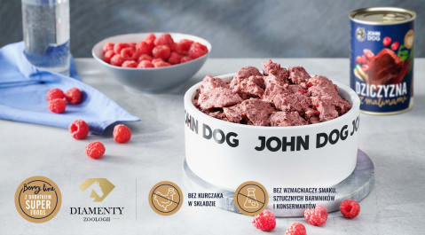 JOHN DOG Berry Line Adult Game with raspberries - vlhké krmivo pro psy - 800g - Fotogalerie 2