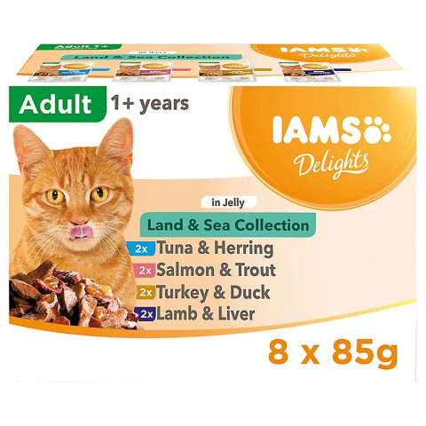 IAMS DELIGHTS Land & Sea Collection in Jelly box – vlhké krmivo pro kočku – 8x85g - Fotogalerie 1