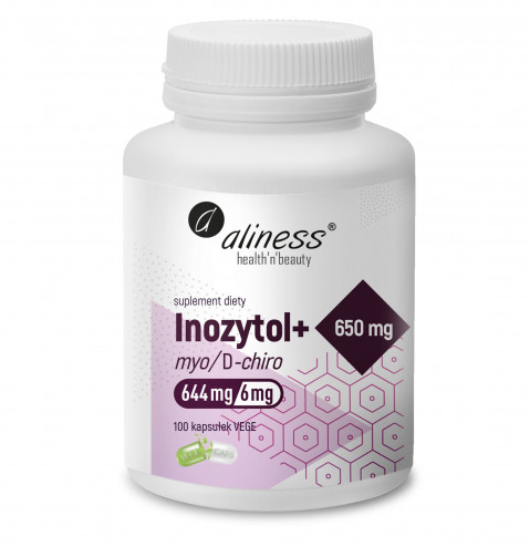 ALINESS Inozytol myo/D-chiro, 650mg + B6 – doplněk stravy – 100 kapslí - Fotogalerie 1
