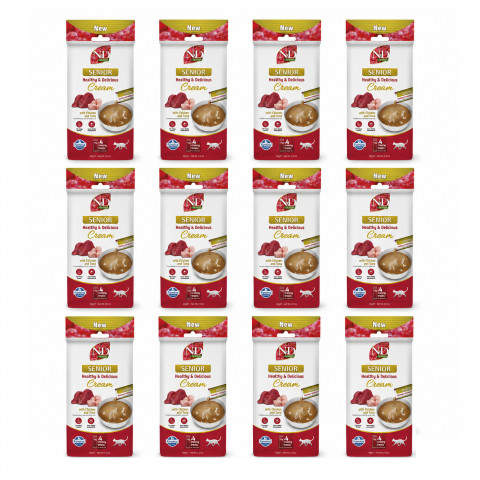 FARMINA N&D Quinoa Cat Senior Cream with Chicken & Tuna box – pamlsek pro kočku – 12x(4x15g) - Fotogalerie 1