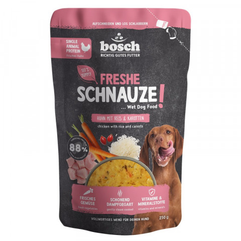 BOSCH Freshe Schnauze s kuřecím masem, rýží a mrkví mono – mokré krmivo pro psy – 250g - Fotogalerie 1