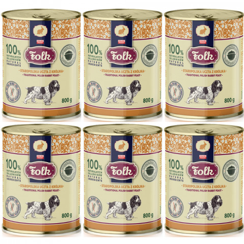 FOLK Staropolská hostina z králíka – mokré krmivo pro psy – 6×800g - Fotogalerie 1