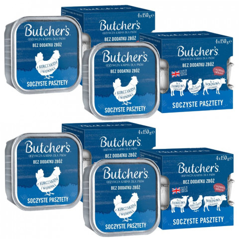 BUTCHER'S Original mix chutí šťavnaté paštiky s játry nebo ledvinkami - krmivo pro psy - 16x150g (4x(4x150g)) - Fotogalerie 1