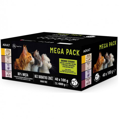 PETREPUBLIC Mega Pack Kuře s telecím, Kachna, Krůta, Hovězí – mokré krmivo pro kočky – 2x(40x100g) - Fotogalerie 2