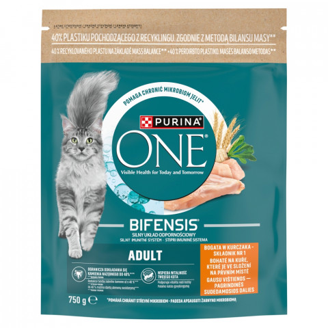 PURINA One Bifensis Adult Rich in chicken - suché krmivo pro kočky - 750g - Fotogalerie 1