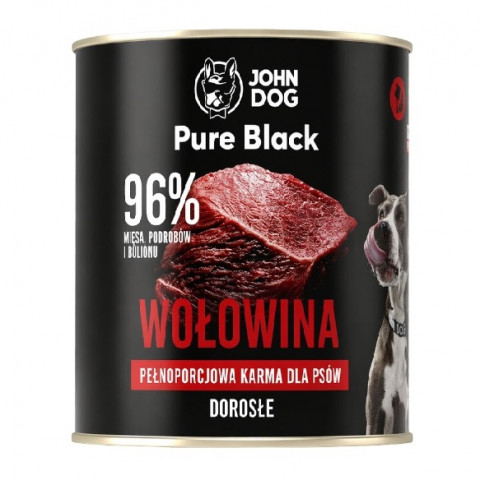 JOHN DOG Pure Black Mono hovězí - vlhké krmivo pro psy - 800g - Fotogalerie 1