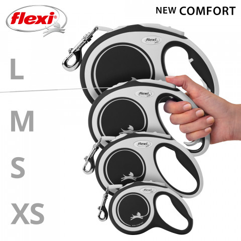 Flexi New COMFORT 8 m Černá, Šedá Pes Zatahovací vodítko - Fotogalerie 3