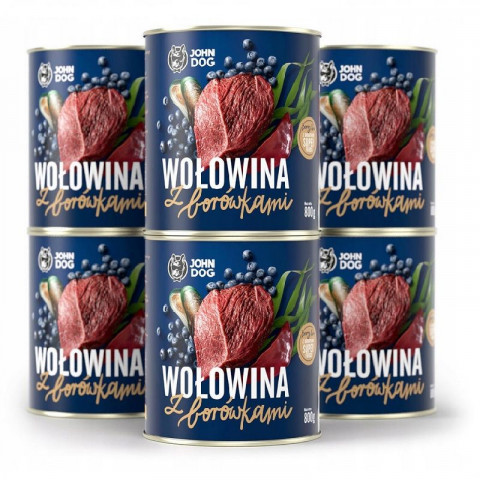 JOHN DOG Berry Adult Beef with blueberries - Mokré krmivo pro psy - 6 x 800 g - Fotogalerie 1