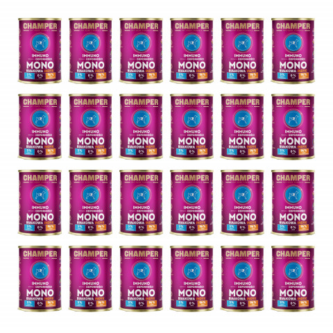 CHAMPER Immuno monoproteinový krůtí – mokré krmivo pro psa – 24×400 g - Fotogalerie 1