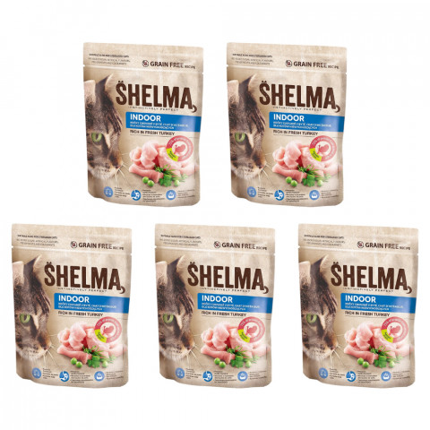 SHELMA Indoor Rich in turkey - suché krmivo pro kočky - 5x750g - Fotogalerie 1