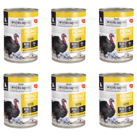 WIEJSKA ZAGRODA Štěňata Monoprotein Turkey - mokré krmivo pro psy - 6x400g - Fotogalerie 1