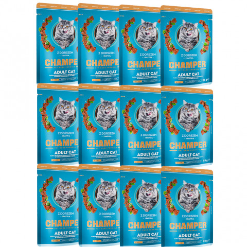 CHAMPER Treska s bazalkou - mokré krmivo pro kočku - 12x85 g - Fotogalerie 1