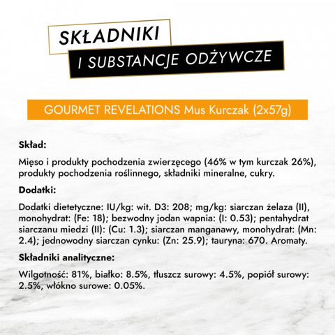 PURINA Gourmet Revelations Mousse with chicken in sauce - mokré krmivo pro kočky - 2x57g - Fotogalerie 5