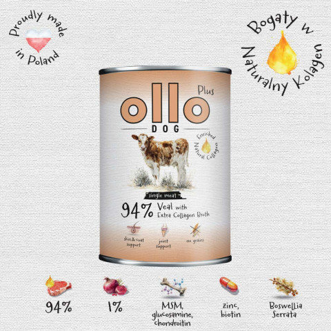OLLO Plus Collagen Mono Veal - vlhké krmivo pro psy - 800g - Fotogalerie 3