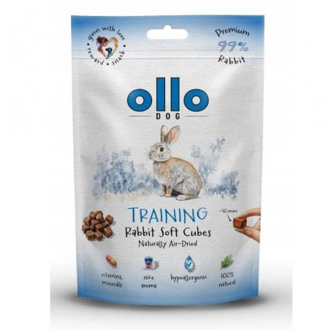 OLLO Air Dried Training Rabbit Cubes - pamlsek pro psa - 80g - Fotogalerie 1