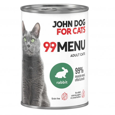JOHN DOG 99 Menu Rabbit - mokré krmivo pro kočky - 400g - Fotogalerie 1