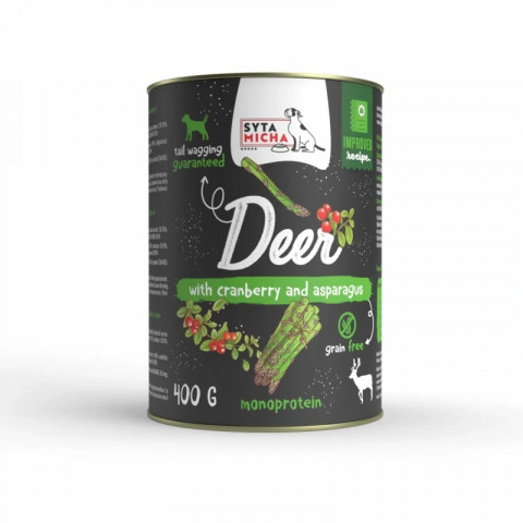 SYTA MICHA Deer, cranberries and asparagus Mono - mokré krmivo pro psy - 400g - Fotogalerie 1