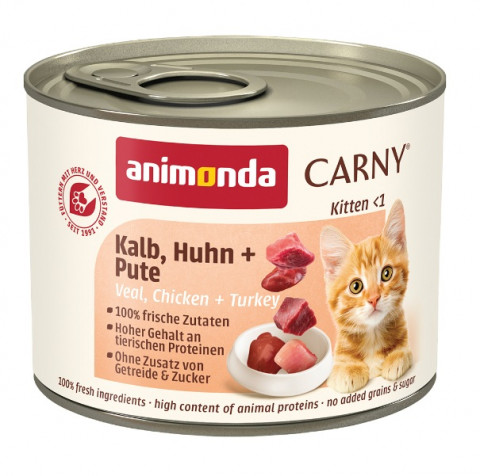 ANIMONDA Carny Kitten Veal, chicken, turkey - mokré krmivo pro kočky - 200g - Fotogalerie 1