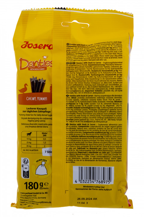 JOSERA Denties Duck with carrot - pochoutka pro psy - 180g - Fotogalerie 2