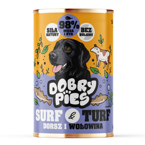 DOBRY PIES Surf & Turf Trout and beef - vlhké krmivo pro psy - 6x400g - Fotogalerie 2