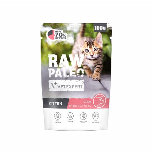 VETEXPERT Raw Paleo Kitten Pork - mokré krmivo pro kočky - 100g - Fotogalerie 1