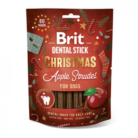 BRIT Christmas Dental Stick Dog Apple strudel - pamlsek pro psa - 251g - Fotogalerie 1