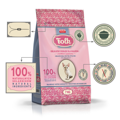 FOLK Gentle meal for kittens with rabbit and lamb - suché krmivo pro kočky - 7kg - Fotogalerie 4