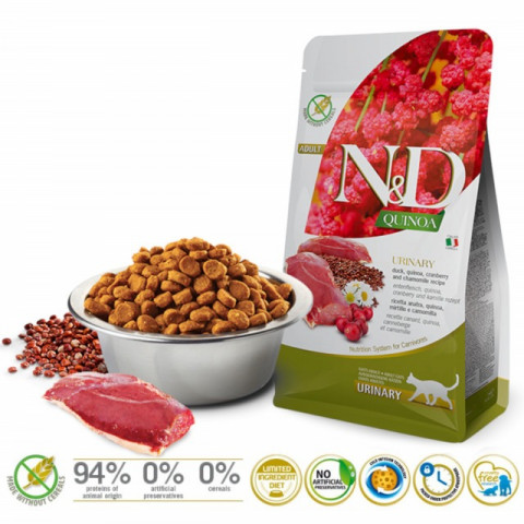 FARMINA N&D Quinoa Urinary Duck - suché krmivo pro kočky - 5kg - Fotogalerie 2