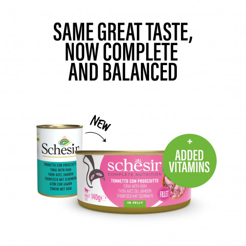 SCHESIR Tuňák se šunkou ve vývaru - mokré krmivo pro kočky - 140g - Fotogalerie 3