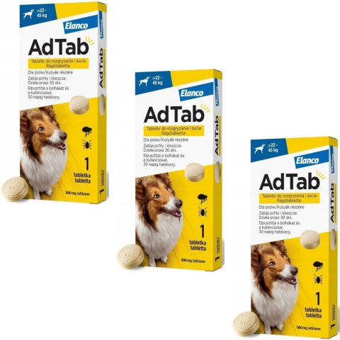 ELANCO AdTab Tablety proti blechám a klíšťatům pro psa (>22-45 kg) - 3x(1x 900mg) - Fotogalerie 1