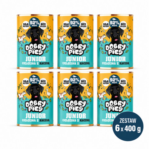 DOBRÝ PES Junior Telecí s kachnou – mokré krmivo pro psy – 6×400 g - Fotogalerie 1