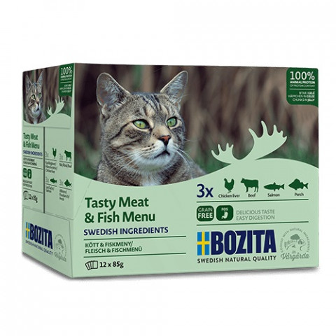 BOZITA Tasty meat & fish menu in jelly Box - mokré krmivo pro kočky - 12x85g - Fotogalerie 1