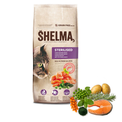 SHELMA Sterilised Salmon - suché krmivo pro kočky - 8kg - Fotogalerie 4