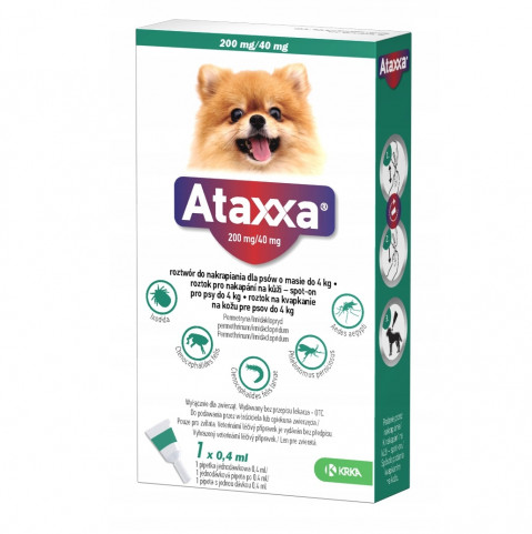 ATAXXA 200mg/40mg (1-4kg) - kapky proti blechám a klíšťatům pro psy – 1x0,4ml - Fotogalerie 1