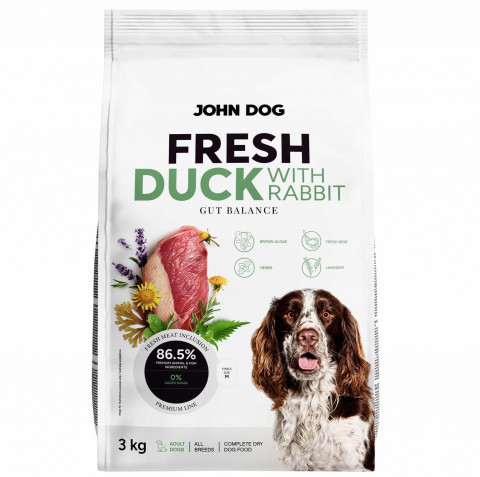 JOHN DOG Fresh Duck with rabbit - suché krmivo pro psy - 3kg - Fotogalerie 1