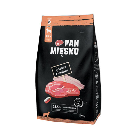 PAN MIĘSKO Cielęcina z indykiem M - suché krmivo pro psy - 20kg - Fotogalerie 1
