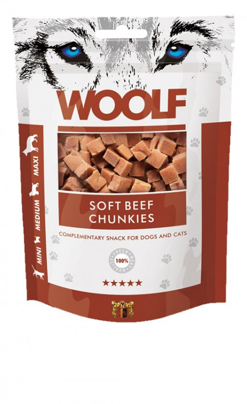 WOOLF Soft Beef chunkies - pamlsek pro psy a kočky - 100g - Fotogalerie 1