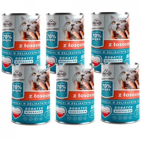 FRENDI s lososem kousky v jemné omáčce – mokré krmivo pro kočky – 6x400g - Fotogalerie 1