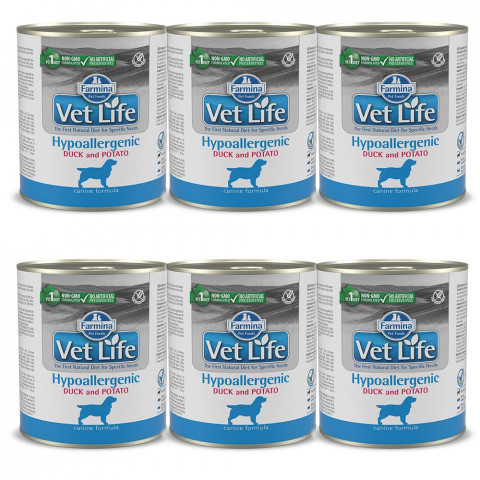 FARMINA Vet Life Dog Hypoallergenic Duck&Potato – mokré krmivo pro psy – 6 x 300 g - Fotogalerie 1