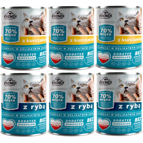 FRENDI Kousky v omáčce MIX příchutí - mokré krmivo pro kočky - 6x800g - Fotogalerie 1