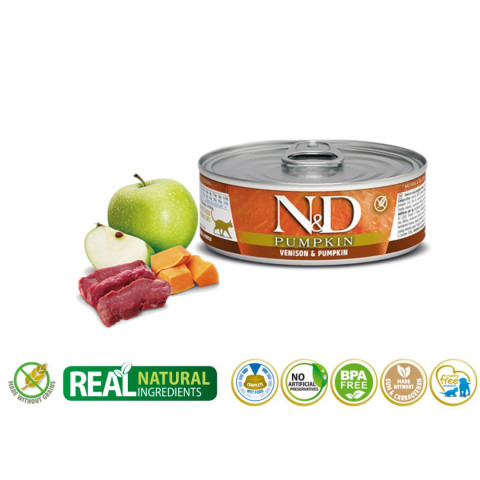 FARMINA N&D Pumpkin Venison & Pumpkin – mokré krmivo pro kočky – 24x70 g - Fotogalerie 2