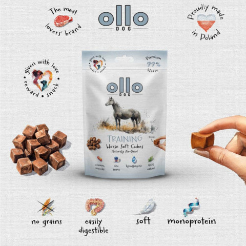 OLLO Air Dried Training Horse Cubes - pamlsek pro psa - 80g - Fotogalerie 3