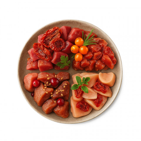 SHELMA with chicken, beef, duck and turkey - mokré krmivo pro kočky - 40x85g - Fotogalerie 2