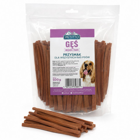 PETITTO Soft goose meat strips - pamlsek pro psa - 500g - Fotogalerie 4