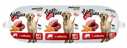 BIOFEED Nasz Pies Salám Mix 2 příchutí – mokré krmivo pro psy – 29x1 kg - Fotogalerie 2